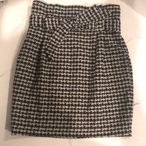 Express Pleated Waist Tweed Mini Skirt Black/Ivory 4